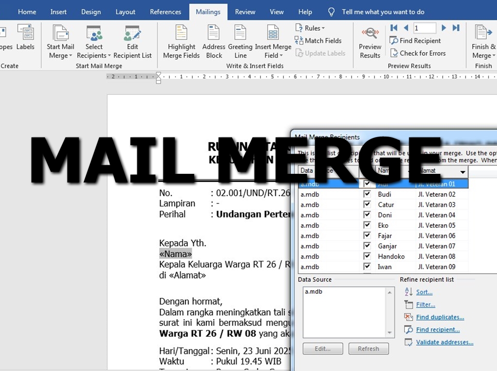 Panduan Lengkap Mail Merge di Word Cara Mudah Kirim Surat Panduan Lengkap Mail Merge di Word Cara Mudah Kirim Surat