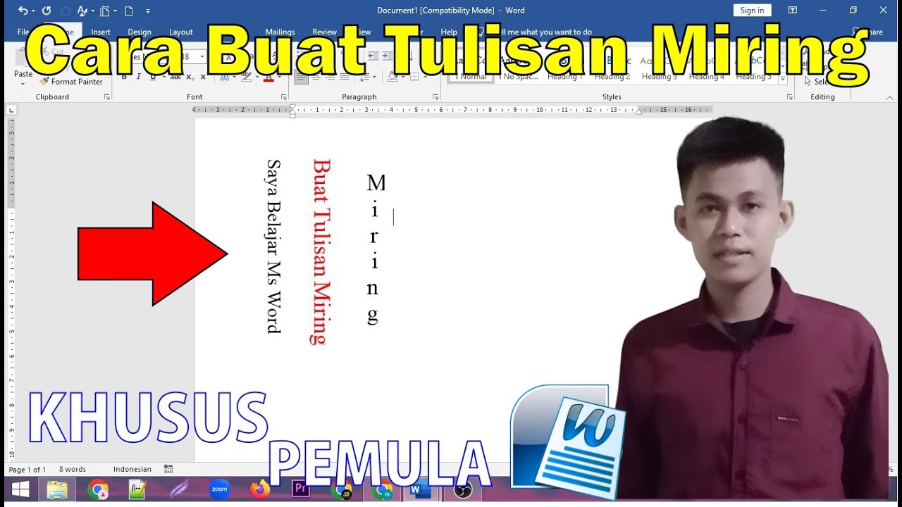 Tips Membuat Tulisan Miring Vertical Word Msword Microsoftword - Free
