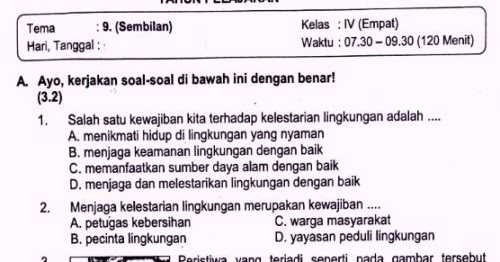 contoh soal tema 9 kelas 4 kayanya negeriku kunci jawaban