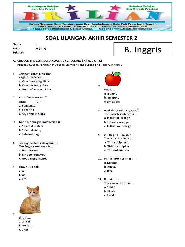 7 Contoh Soal Kata Depan Bahasa Inggris Kelas 7 Semster 2 yang Wajib Kamu Kuasai