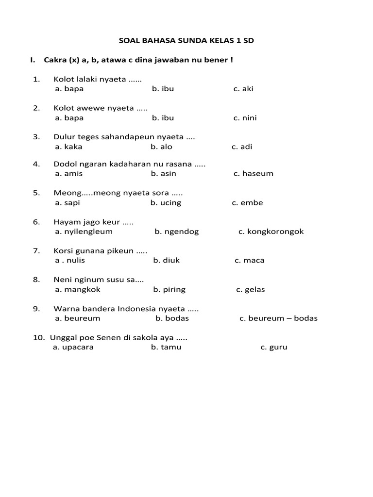 7 Rahasia Soal Basa Sunda Kelas 1 yang Jarang Diketahui di Tahun 2026