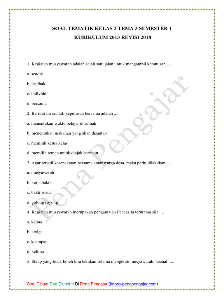 7 Soal Tema 3 Kelas 3 Revisi 2018 yang Sering Bikin Siswa Keliru di 2026