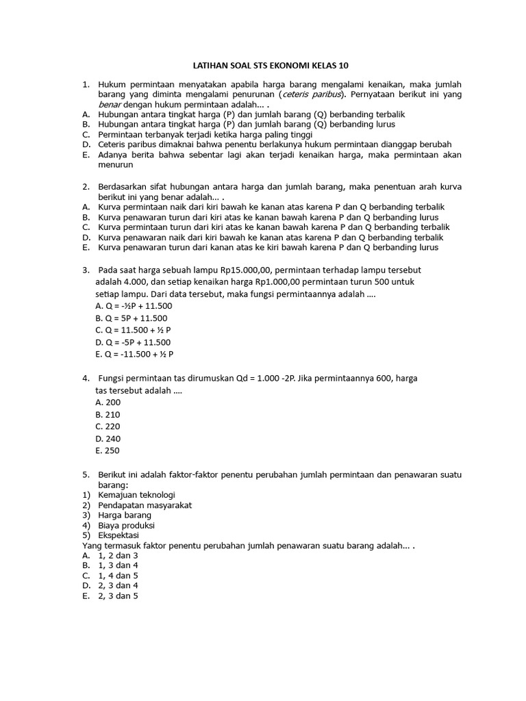 Rahasia Nilai 100 dari Latihan Soal Ekonomi Kelas 10 Semester 1 yang Jarang Diketahui