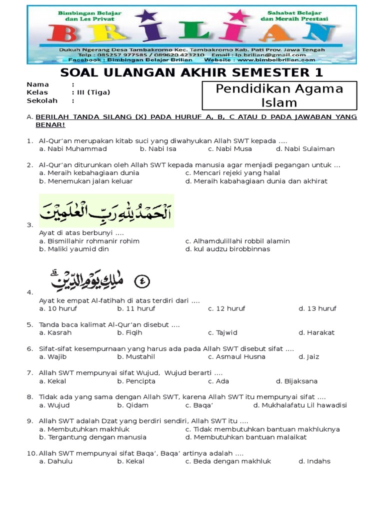Terbukti 5 Contoh Soal Soal Esai Agama Semester 1 Kelas 3 SMKN yang Harus Dikuasai