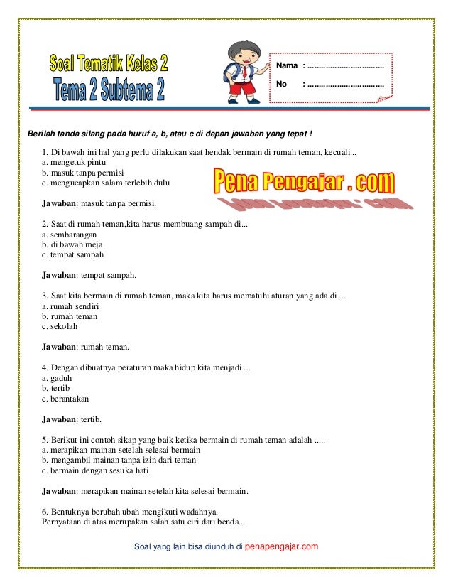 Soal Tema 3 Kelas 2 Subtema 1 - Ilmu Soal Soal Tema 3 Kelas 2 Subtema 1 - Ilmu Soal