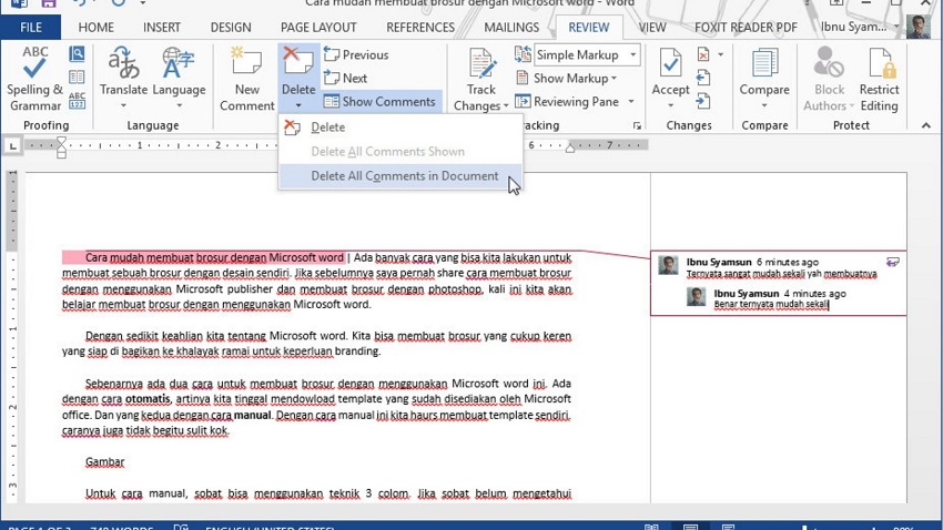 Rahasia 5 Langkah cara mengubah identitas dalam komentar di word 2016 Sebelum Terlambat