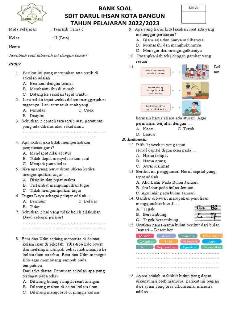 Bank Soal Tematik Kelas II SDIT 2022 2023 PDF Bank Soal Tematik Kelas II SDIT 2022 2023 PDF