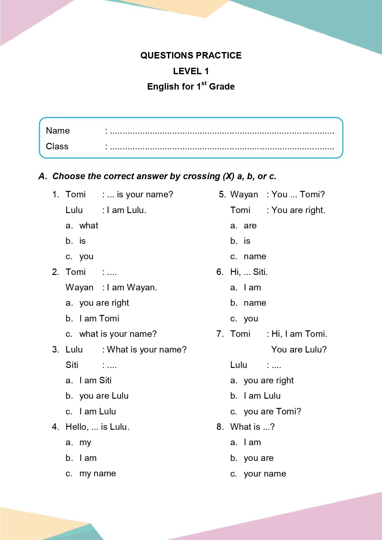 Kumpulan Latihan Soal Kelas 1 Semester 2 SD Bahasa Inggris Paling Akurat untuk Anak Kumpulan Latihan Soal Kelas 1 Semester 2 SD Bahasa Inggris Paling Akurat untuk Anak