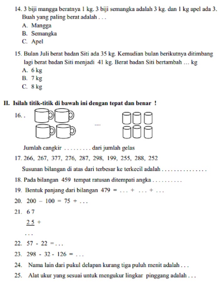 Kumpulan latihan soal kelas 1 sd tematik semester 2 paling akurat untuk persiapan ujian Kumpulan latihan soal kelas 1 sd tematik semester 2 paling akurat untuk persiapan ujian
