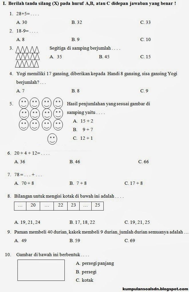 Latihan Soal Kelas 1 SD Semester 2 Kurikulum 2013 Terbukti Ampuh Buat Si Kecil Pintar
