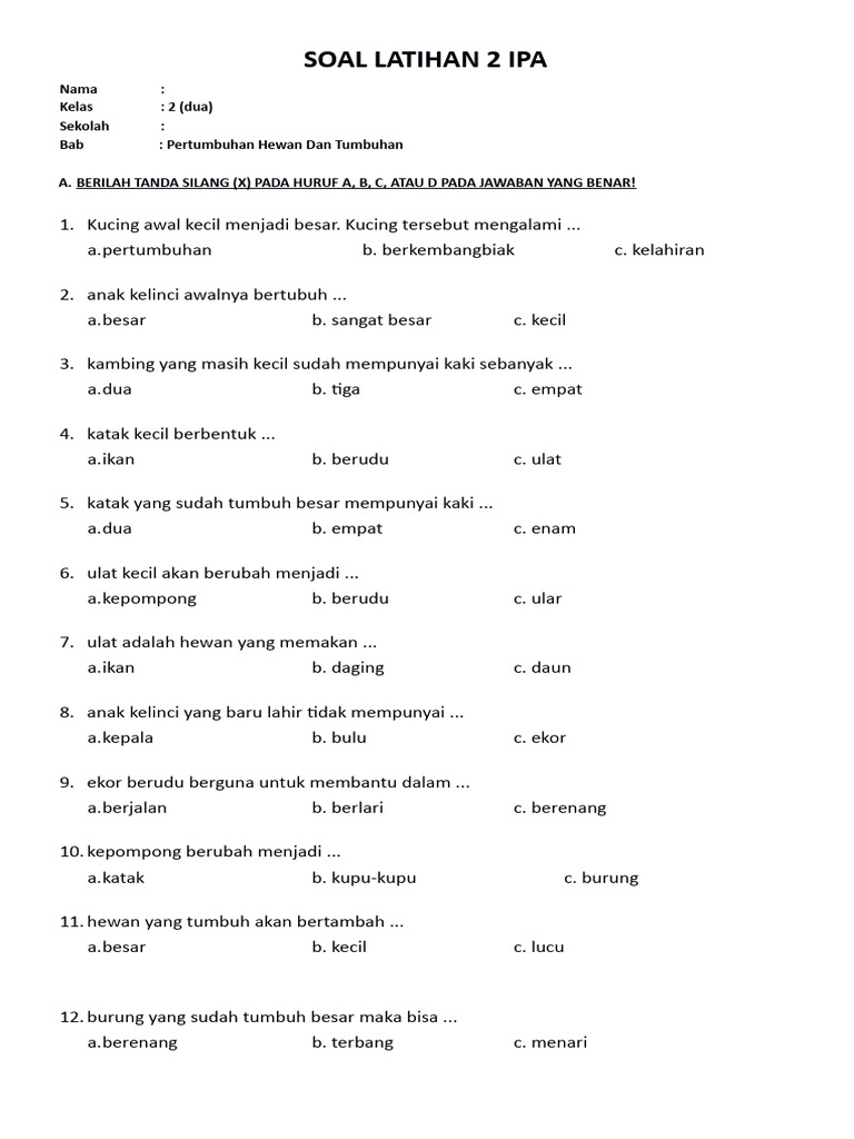 Rahasia Nilai Sempurna dengan Latihan Soal Kelas 2 SD IPA Terbaru Tahun 2026 Rahasia Nilai Sempurna dengan Latihan Soal Kelas 2 SD IPA Terbaru Tahun 2026